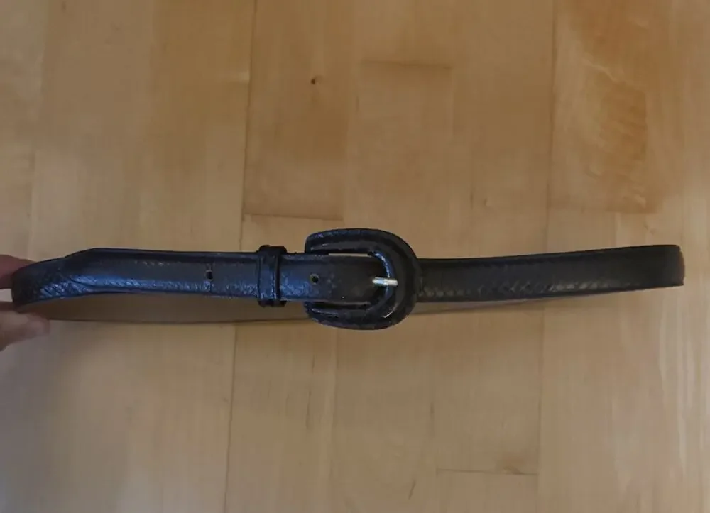 VTG Genuine Snakeskin Black Leather Belt M